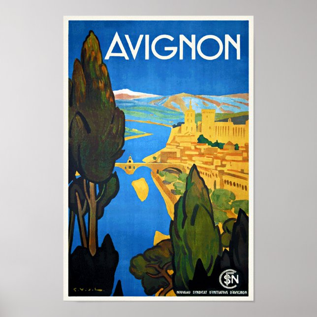 Vintage Travel Poster Avignon France (Front)