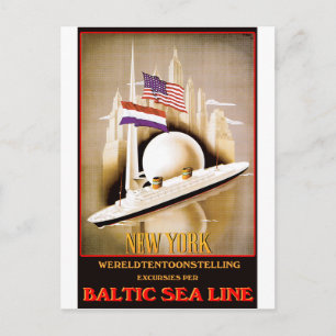 Vintage Travel Poster: Baltic Sea Line New York Postcard