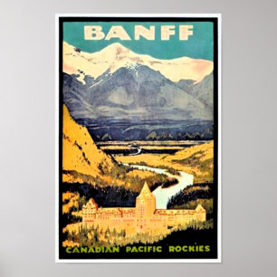 Vintage Travel Poster Banff Canadian Rockies