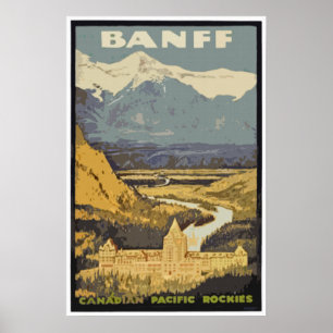 Vintage Travel Poster Banff Canadian Rockies