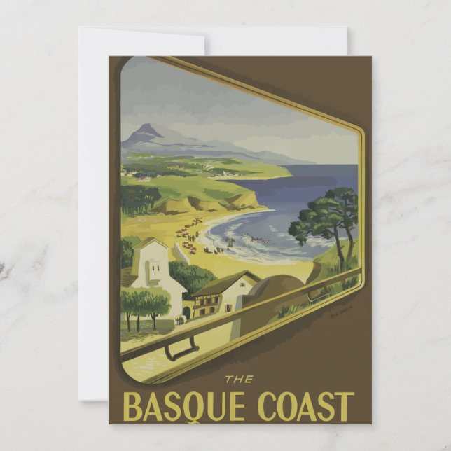 Vintage - Travel - Poster - Basque - Coast  France Holiday Card (Front)