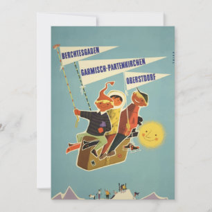 Vintage Travel Poster Bavarian Alps Austria German Holiday Card