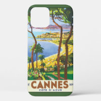 Vintage Travel Poster, Beach in Cannes, France