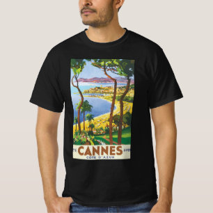 Vintage Travel Poster, Beach in Cannes, France T-Shirt