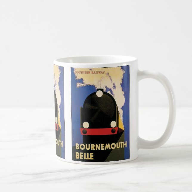 Vintage Travel Poster, Bournemouth Belle Train Coffee Mug (Right)