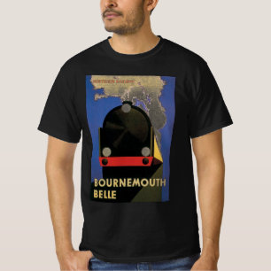 Vintage Travel Poster, Bournemouth Belle Train T-Shirt