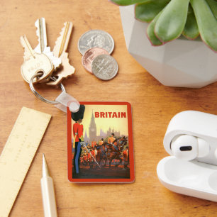 Vintage Travel Poster, British Royal Guard Key Ring