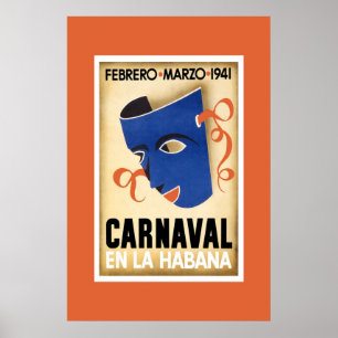 Vintage Travel Poster Carnaval Cuba En La Habana