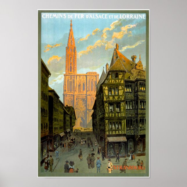 Vintage Travel Poster Cathedral Strasbourg France (Front)