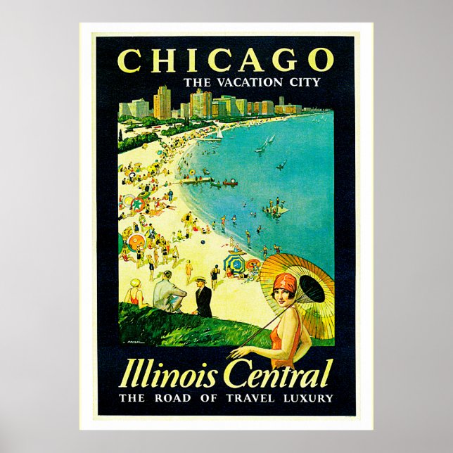 Vintage Travel Poster, Chicago, Illinois Poster (Front)