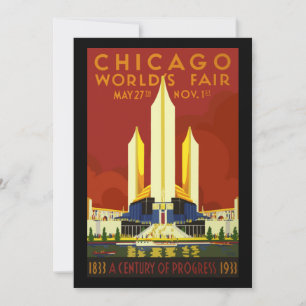 Vintage Travel Poster Chicago Worlds Fair 1933 Holiday Card