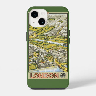 Vintage Travel Poster, City of London Aerial View iPhone 14 Case