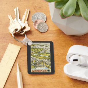 Vintage Travel Poster, City of London Aerial View Key Ring