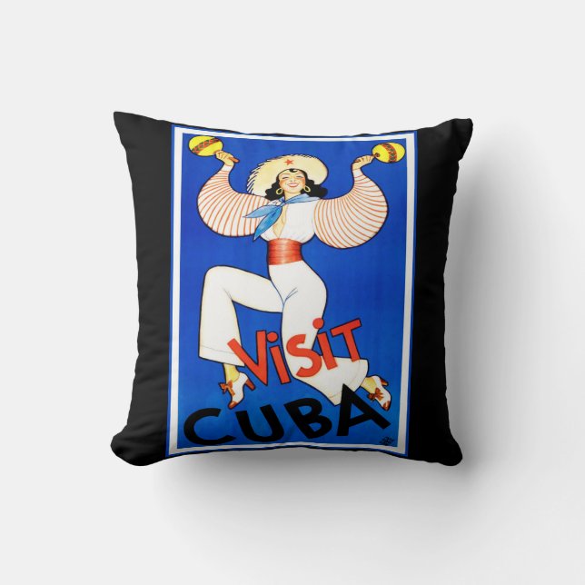 Vintage Travel Poster Cushion (Front)