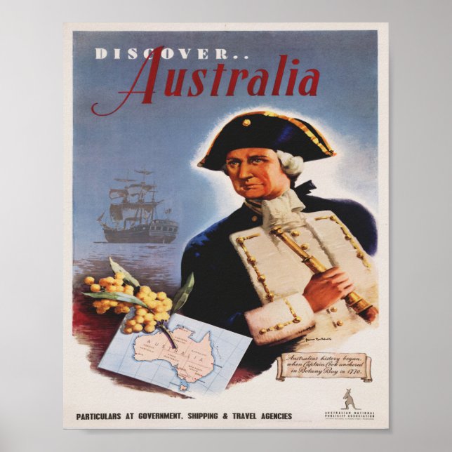 Vintage Travel Poster Discover Australia (Front)