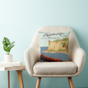 Vintage Travel Poster, Discover Puerto Rico! Cushion