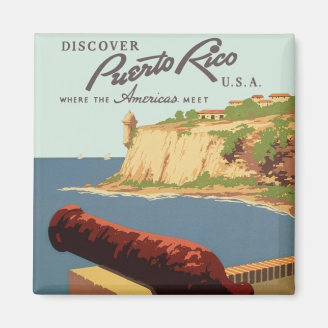 Vintage Travel Poster, Discover Puerto Rico! Magnet (Front)