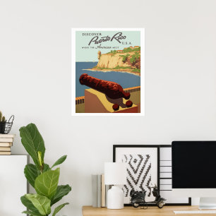Vintage Travel Poster, Discover Puerto Rico! Poster