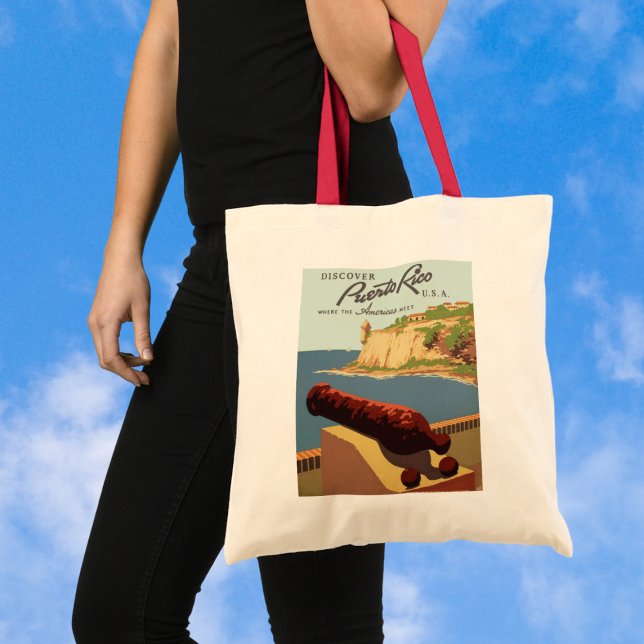 Vintage Travel Poster, Discover Puerto Rico! Tote Bag (Creator Uploaded)