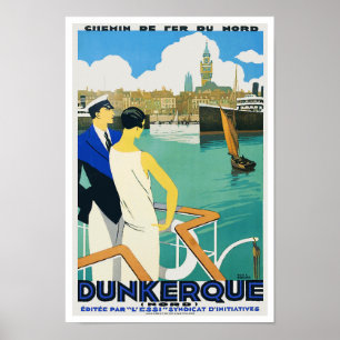 Vintage Travel Poster Dunkerque Harbour France
