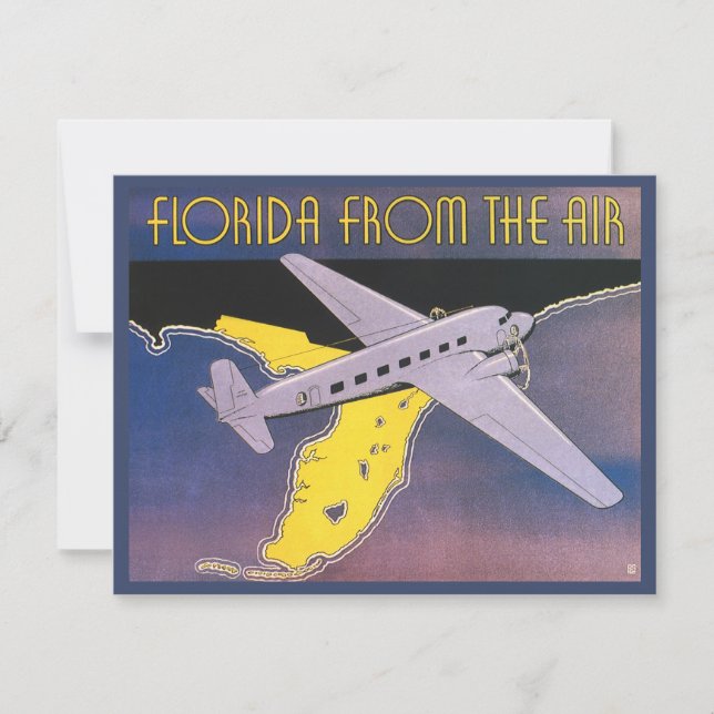 Vintage Travel Poster, Florida from Air Aeroplane (Front)
