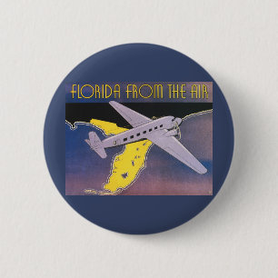 Vintage Travel Poster, Florida from Air Aeroplane 6 Cm Round Badge