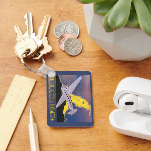 Vintage Travel Poster, Florida from Air Aeroplane Key Ring