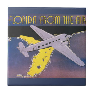 Vintage Travel Poster, Florida from Air Aeroplane Tile
