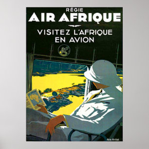 VINTAGE TRAVEL POSTER FLY TO AFRICA ARA AEON