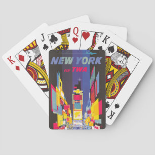 Vintage Travel Poster, Fly Twa, New York Playing Cards