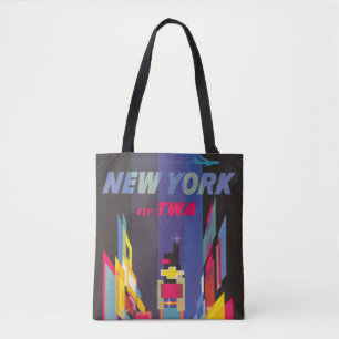 Vintage Travel Poster, Fly Twa, New York Tote Bag