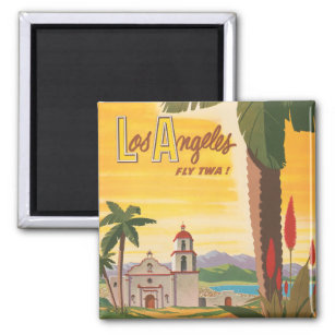 Vintage Travel Poster, Fly Twa To Los Angeles Magnet