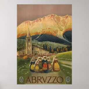 Vintage Travel Poster For Abruzzo, Italy.