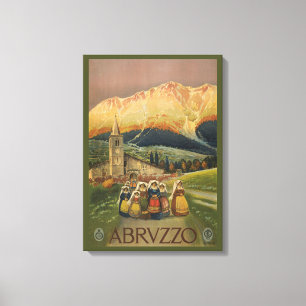 Vintage Travel Poster For Abruzzo, Italy. Canvas Print