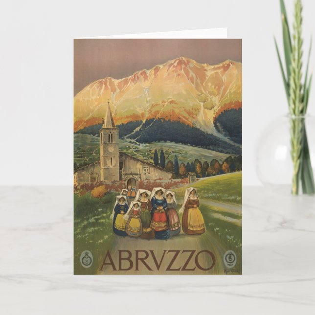 Vintage Travel Poster For Abruzzo, Italy. Card (Front)