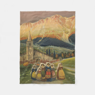 Vintage Travel Poster For Abruzzo, Italy. Fleece Blanket