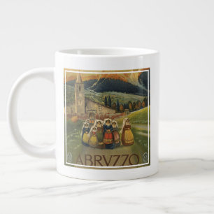 Vintage Travel Poster For Abruzzo, Italy. Large Coffee Mug