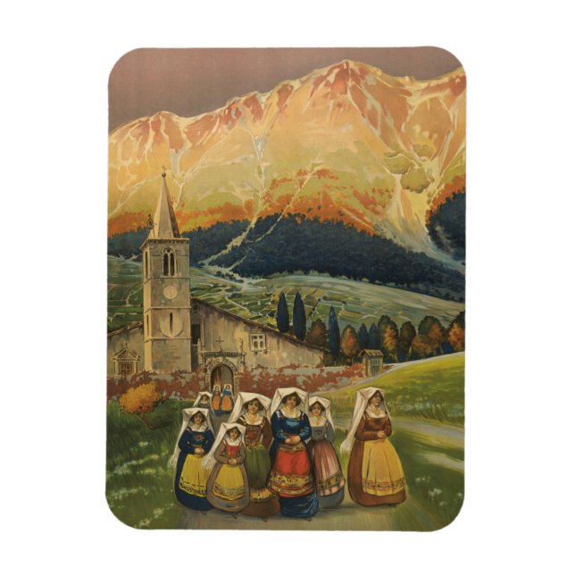 Vintage Travel Poster For Abruzzo, Italy. Magnet (Vertical)