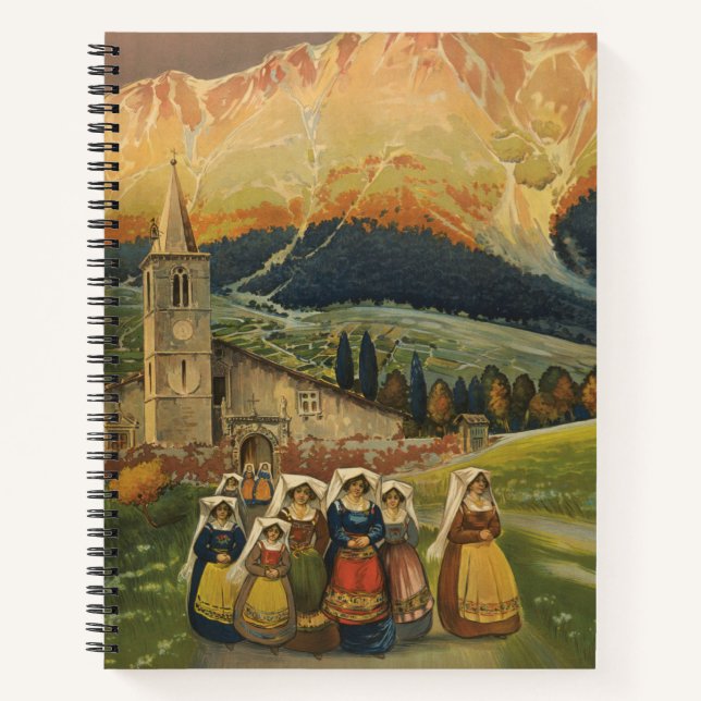 Vintage Travel Poster For Abruzzo, Italy. Notebook (Front)