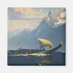 Vintage Travel Poster For Alaska Northern Pacific Magnet
