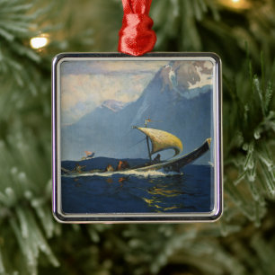 Vintage Travel Poster For Alaska Northern Pacific Metal Tree Decoration