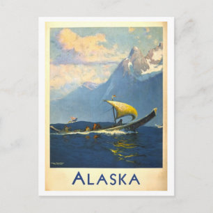Vintage Travel Poster for Alaska Postcard