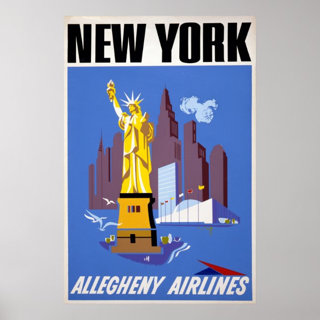 Vintage Travel Poster For Allegheny Airlines (Front)