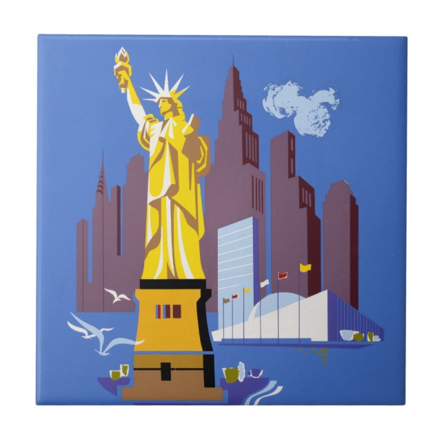 Vintage Travel Poster For Allegheny Airlines Tile (Front)