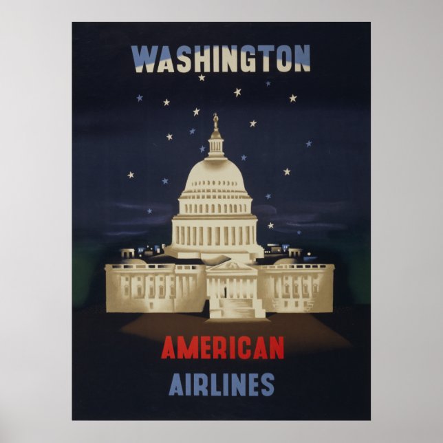 Vintage Travel Poster For American Airlines (Front)