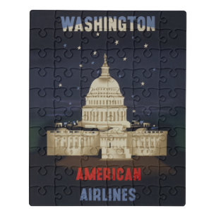 Vintage Travel Poster For American Airlines Jigsaw Puzzle