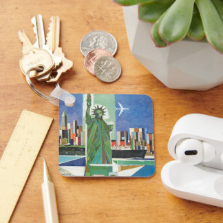 Vintage Travel Poster For American Airlines Key Ring