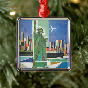 Vintage Travel Poster For American Airlines Metal Tree Decoration