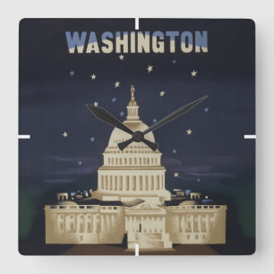 Vintage Travel Poster For American Airlines Square Wall Clock