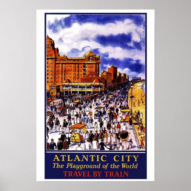 Vintage Travel Poster For Atlantic City Print (Front)